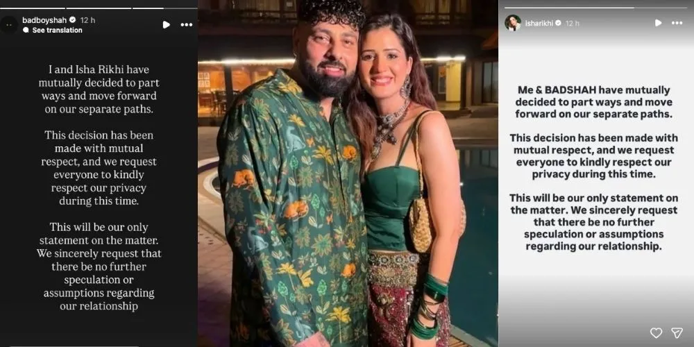 Rapper-Singer Badshah and Isha Rikhi Confirm Mutual Separation