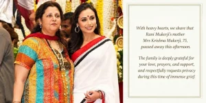 Krishna Mukerji, Mother of Actress Rani Mukerji, Passes Away at 75