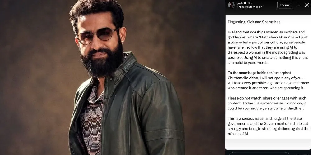 Jr NTR Slams AI-Morphed Video of ‘Chuttamalle’, Vows Uncompromising Legal Action